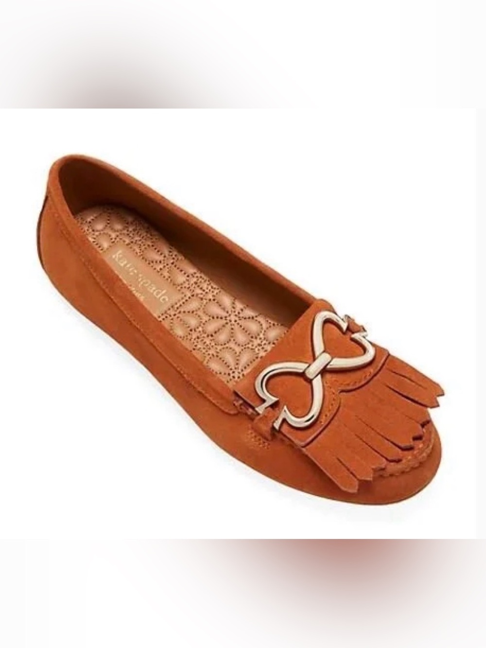 NWOT Kate Spade New York Deck Fringe Suede Driver Loafers Moccasin Hot Cider 8.5
